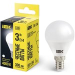 LLE-G45-3-230-40-E14, Лампа LED G45 шар 3Вт 230В 4000К E14 IEK