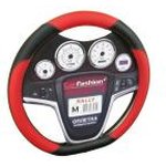 31536, Оплетка руля (M) 37-39см черно-красная со скошенным низом экокожа CARFASHION