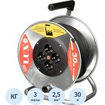 4606400419464, Удлинитель 30 м метал. катушка LUX КГ 3x2.5кв.мм ...