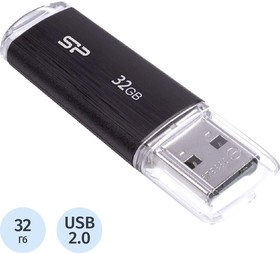 Фото 1/10 Флеш-память Silicon Power Ultima U02, 32Gb, USB 2.0, чер, SP032GBUF2U02V1K