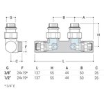 Узел угловой Tondera 50 мм, запорный 1/2"х3/4" Е, цвет черный 0699-1500VCES