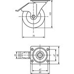 Wheel with turntable and brake Art. EP01ZKZ75X25F