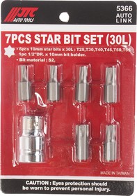 Фото 1/2 Набор бит 1/2DR TORX T25-55 с держателем (7 предметов) JTC