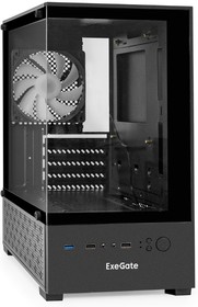 Фото 1/6 Корпус mATX Exegate i3 SEA EX298221RUS без БП, боковая и фронтальная панель из закалённого стекла, USB 3.0