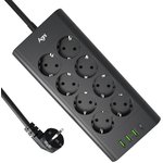 Сетевой фильтр AGNI TP-FA4U8E-C-5m-black 8 розеток, 16А, 4000Вт, 220-250В, 5 м ...