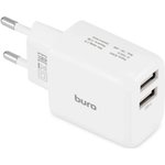 Сетевое зарядное устройство Buro BUWH1, 2xUSB-A, 15.5Вт, 3.1A, белый [buwh15s200wh]