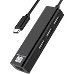 Сетевая карта 5bites USB3.1 RJ45 100 мегабит 3хпортов USB2.0 разветв ...