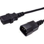 Кабель питания Filum FL-PC10-C13-C14-3M С13- C14, 3х0.75мм², 220В, 10A, чёрный, 3м