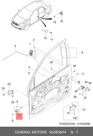 96585694, Ограничитель двери передней правой