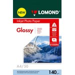 0102095, Фотобумага LOMOND 140 г/м2 А4 двухсторонняя глянцевая / глянцевая 50 л.