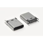 Гнездо USB 3.1, Тип C, 24 контакта, вертикальный монтаж на плату, 9.3мм ...