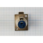 Разъем микрофонныйxLR розетка, контакты 4P, монтаж на блок фланец 2 отверстия ...