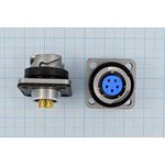 Гнездо ЦС, 5HP, B17, на панель, фланец 4 отверстия, FQ14-5ZK, герметичное ...