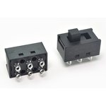 Переключатель движковый, 23.5x14h15.2, контакты 6C, 8А, 220В, 2P2T, пластик, SSD-2213