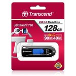 TS128GJF790K, Флеш накопитель 128GB Transcend JetFlash 790, USB 3.1, Черный/Синий