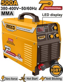 Фото 1/2 Инверторный сварочный аппарат 500 А INGCO ING-MMA5008 INDUSTRIAL