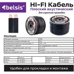 BW7001, Акустический кабель 2х1,5 мм2 (~15 GA) OFC, плоский, черный диэлектрик,