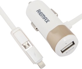 Фото 1/2 Автомобильное зарядное устройство (АЗУ) REMAX Fast 8 RCC102 1xUSB, 3.4A, интегрированный кабель micr