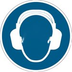 172906, Adhesive Film Floor Sticker Wear Ear Protection Sign With Pictogram Only Text