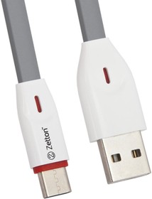 Фото 1/2 Кабель USB Zetton USB SyncCharge Flat Slim TPE Data Cable USB to USB-C плоский пластиковые разьемы (