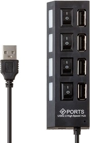Фото 1/3 USB 2.0 HUB "LP" хаб на 4 USB с выключателями на каждый порт (черный)