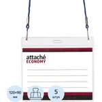 Бейдж Attache Economy 108x126 150мкм,шнур.2заж 45см син,вклад.90x120 5шт/уп