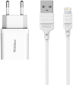 Фото 1/2 Сетевое зарядное устройство (СЗУ) PRODA LingHang PD-A113a 1xUSB, 2.4А + кабель Lightning 8-pin, 1м (