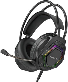 Фото 1/4 Гарнитура игровая BOROFONE BO105 Thunder 3.5мм, USB, накладная, 2м (черный)