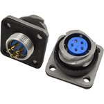 Гнездо ЦС, 5HP, B17, на панель, фланец 4 отверстия, FQ14-5ZK, герметичное ...