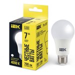 LLE-A60-7-230-40-E27, Лампа LED A60 груша 7Вт 230В 4000К E27 IEK