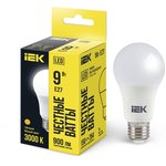 LLE-A60-9-230-30-E27, Лампа LED A60 груша 9Вт 230В 3000К E27 IEK