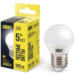LLE-G45-5-230-30-E27, Лампа LED G45 шар 5Вт 230В 3000К E27 IEK