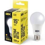LLE-A60-15-230-30-E27, Лампа LED A60 груша 15Вт 230В 3000К E27 IEK