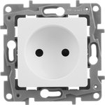 672234, 1-seater socket without grounding with protective shutters 16A white ETIKA
