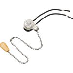 06-0242-A, Wall lamp switch with wire and wooden tip, silver, 1 pc.