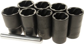 Фото 1/2 Набор головок для поврежденных болтов 9 предметов 1/2"х 17, 18, 19, 20, 21, 22, 23, 24мм JTC /1