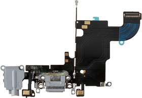 Фото 1/3 Шлейф/FLC iPhone 6S на системный разъем/разъем гарнитуры/микрофон (серый)