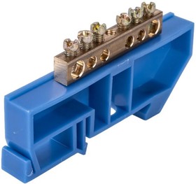 Шина "N" нулевая 8х12мм 6/1 (6 групп/крепеж по центру) с изолятором на DIN-рейку (20 шт/уп) Промрукав