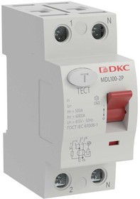 Фото 1/10 Выключатель дифференциального тока (УЗО) 2п (1P+N) 16А 10мА тип AC MDL100 YON MDL100-2P1-16-AC