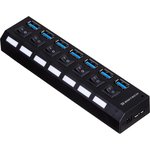 303025007695593, Разветвитель USB HS006 выключатель/USB 3.0x7/черный