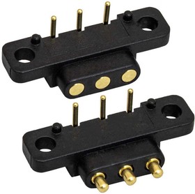 Фото 1/2 Pogo 3pin 2.5mm 06 MF, Разъем питания подпружиненный POGO pin, 3 контакта, комплект male-female, шаг 2.54 мм type 6