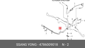 4786009018, Трубка SSANGYONG Kyron (05-) ГУРа возвратная OE
