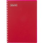 Бизнес-тетрадь А5 80л Attache гребень клетка пластик бордов с тиснением