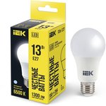 LLE-A60-13-230-65-E27, Лампа LED A60 груша 13Вт 230В 6500К E27 IEK