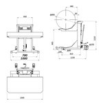 Штабелер гидравлический для подъема и перевозки рулонов г/п 1000 кг MRL1000T/MRL1086