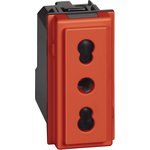 BT Living now Красный Розетка итальянского стандарта для вилок 2К и 2К+З 10/16А 1 мод