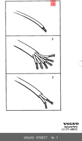 970577, Электрический кабель 0,75мм син/красн VOLVO