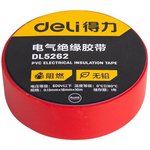 Изолента красная 9м х 18мм х 0, 13мм Deli DL5262 ( напряжение до 600В, 0-80 грд ...