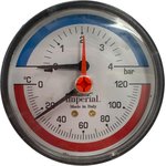 Термоманометр горизонтальный 80- 1/2-120°C- 4bar Imperial Италия