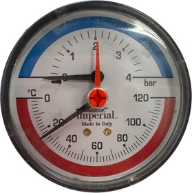 Фото 1/3 Термоманометр горизонтальный 80- 1/2-120°C- 4bar Imperial Италия